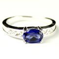 Created Blue Sapphire, 925 Sterling Silver Ladi...