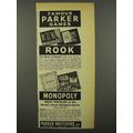 1940 Parker Brothers Games Ad - Rook, Monopoly