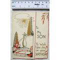 Vintage: birthday card - gold & red sun dial