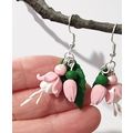 Pink Fuchsia flower earrings handmade polymer c...