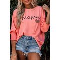 Pink mama Leopard Heart Print Shirred 3/4 Sleev...