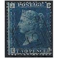 1858 SG47 2d Blue Plate 13 Fine Used Check Lett...