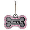 Pet Collar, God Bless My Dog Pink Medal with Tw...