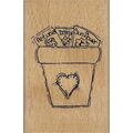 Home & Heart. Floral Wood Mounted Rubber Stamp....