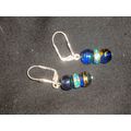 Asian abstract paint round dark blue glass LB e...
