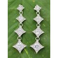 Earrings - 925 Sterling Silver w/ CZ - 4 Diamon...