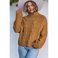 Cuddle Weather Cable Knit Handmade Turtleneck S...