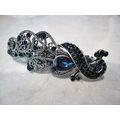 Blue or smoke gray peacock crystal hair barrett...