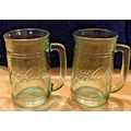 2 Vtg COCA COLA Green Indiana Glass Mugs Coke L...