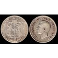 South Africa 2 Shillings 1937 Used Silver Coin 2/-