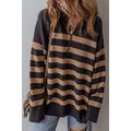 Black Stripe Collared Quarter Zipper Oversized ...