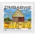 ZIMBABWE 2011 HUTS CULTURE TONGA $1 USED