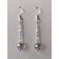 Aurora Borealis Long Dangle Earrings Silver Pla...