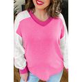 Bonbon Lace Striped Patchwork Long Sleeve Corde...