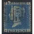 1858 SG45 2d Blue Plate 9 Fine Used Check Lette...