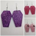Resin Purple Coffin Earrings Glitter Halloween Spooky Horror