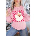 Pink Fancy Checkered Father Christmas Graphic S...