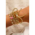Gold Bow Knot Pearl Decor Beaded Plated Layered...