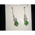 Pettite small silver plated white & green round...