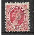 RHODESIA & NYASALAND 1954 3d RED QE II SG 4 FIN...