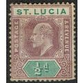 St. Lucia 1902 ½d Dull Purple and Green wmk Crown CA SG58 MM