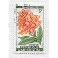 IVORY COAST 1961 RED FRANGRIPANI FLOWER 5F USED...