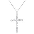 Delicate Vintage Rhodium Plated Clear CZ Cross ...