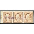 346, Used 4¢ XF Strip of Three Stamps With PL# ...