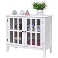 White Wood Sideboard Buffet Cabinet with Glass ...