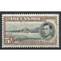 Ascension 1938 SG46 5/- Black & Yellow-Brown Mo...