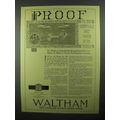1920 Waltham 7 1/2 Ligne Watch Ad - Proof