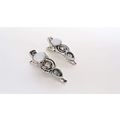 Set of 2 small white stone gray crystal metal a...