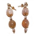 Earrings #001 flower agate beads 1.75 inch ladi...
