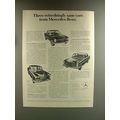 1967 Mercedes 200 Diesel Sedan, 230SL Coupe, 250S Ad