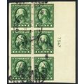 408, Used 1¢ Superb Plate Block of Six Stamps *...