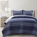 Full/Queen Scandinavian Chevron Navy Blue White...