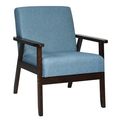 Retro Modern Classic Blue Linen Wide Accent Cha...