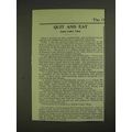 1903 Postum Food Coffee Ad - Quit and Eat