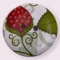 6Pcs 25mm Wooden Round Red Flower Pattern 2 Hol...