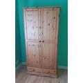 Solid Pine Double Door & Drawer Wardrobe