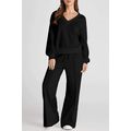 Black V Neck Cropped Seamed High Waist Sports Wear