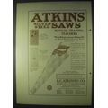 1922 Atkins Silver Steel Saws Ad - Training Tea...