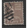 USA 1938 PRESIDENTIAL SERIES 7c SEPIA ANDREW JA...