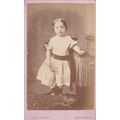 VICT.CDV PHOTO -SMALL GIRL ON CHAIR HOLDING FLO...