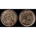 Ceylon Ten Cents 1909 Used Coin 10c King Edward...