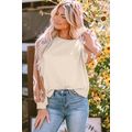 Apricot Western Print Patch Long Sleeve Top