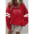 Fiery Red game day Rugby Embroidered Oversize V...