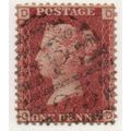 Sg43 1d red plate 207 fine used " O D " (REDS)