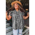 Black Rose Floral Print Ruffle Sleeve Plus Size...