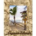 Cayman Islands with Seashells Laser Engraved Wo...